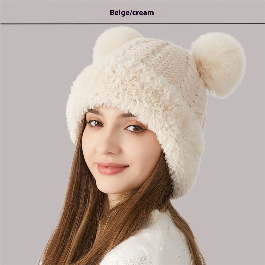Winter Cute Fur Ball Knitted Hat Children Outdoor - Image 2
