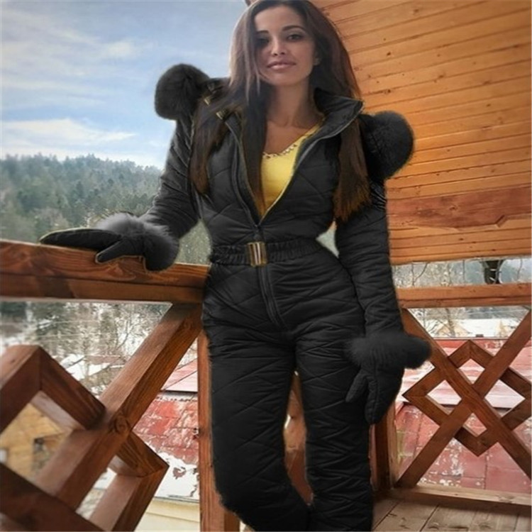 Winter Outdoor Fashion Ski Suit Coat Hoodie Outdoor Sports Jumpsuit Zipper Female Ski Suit - Image 3