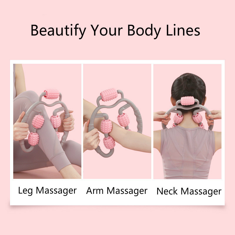 U Shape Trigger Point Massage Roller Full Body Massage Tool Arm Leg Neck Muscle Massager 4 Wheels Fitness Device For Sports - Image 5