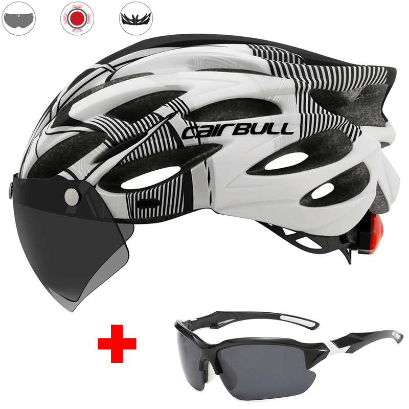 Road mountain bike riding helmet with lens and brim taillight - Image 2