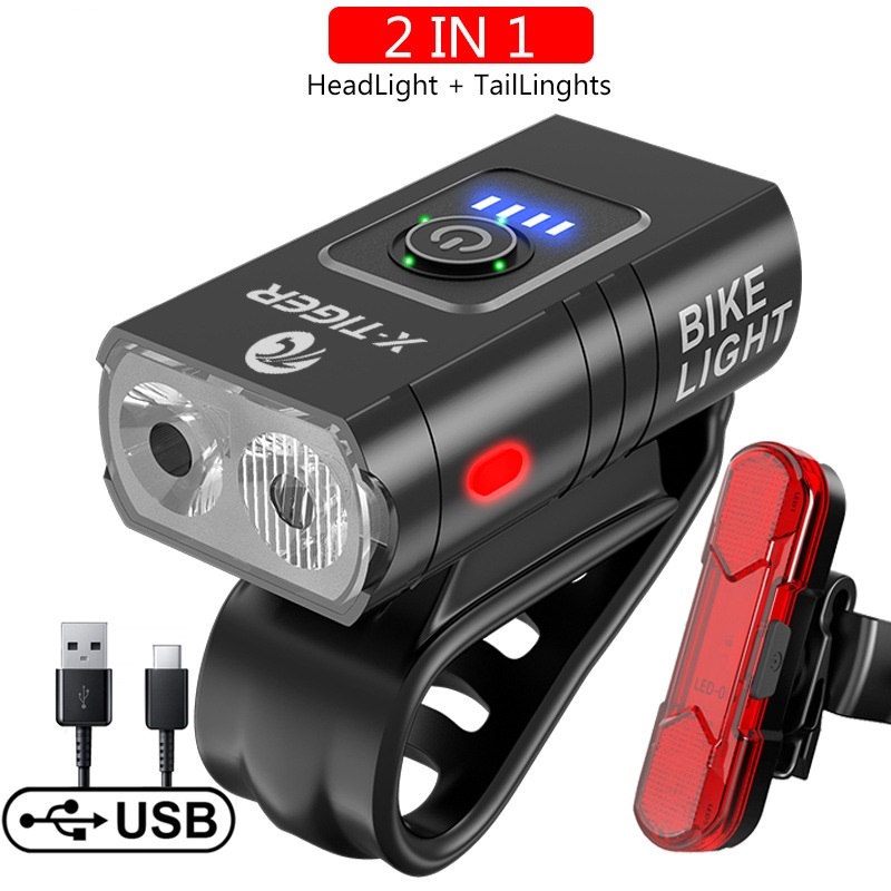 USB rechargeable outdoor waterproof light power display mountain night riding light - Image 7