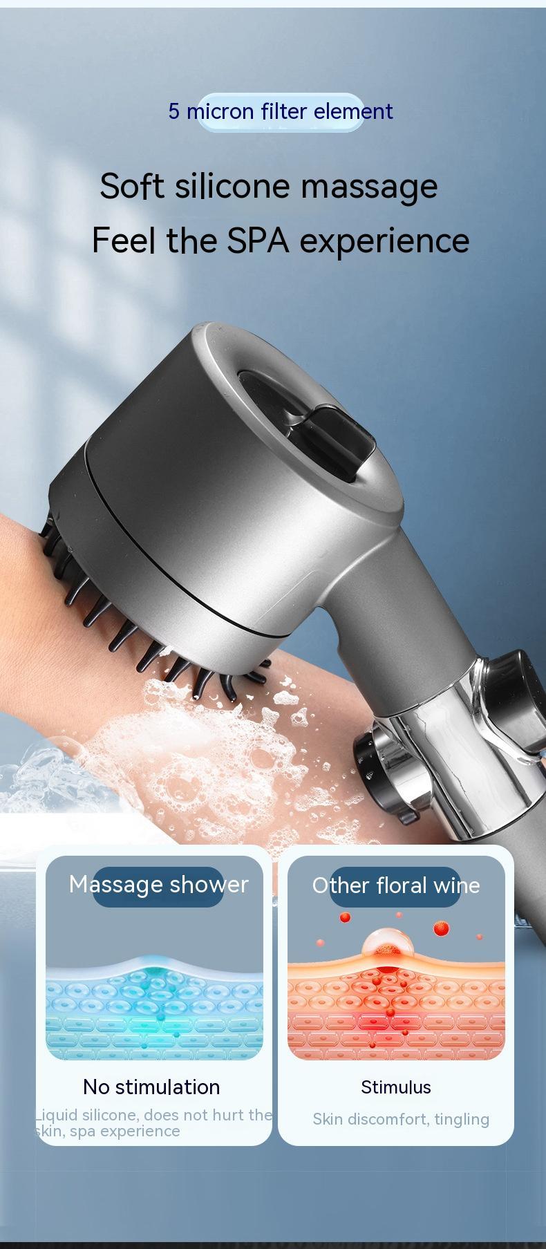 The Third Gear Adjustable Strong Supercharged Shower Head Household Bath Shower Hose Shower Head - Image 9