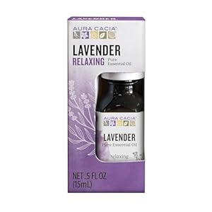 Aura Cacia 100% Pure Lavender Essential Oil, 0.5 fl. oz, Calm Relaxing Aroma, Therapeutic Grade, Ethically Sourced Lavender
