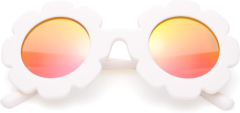 COASION Polarized Sunglasses for Kids Girls & Boys Oversized Round Flower Sunglasses Shades UV 400 Protection Age 2-12