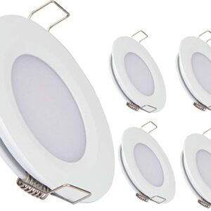 acegoo RV Recessed Ceiling Light 2-3/4? Full Aluminum 12V Dimmable LED Puck Light for Campervan Truck Caravan Boat Roof Under Cabinet Lighting, Flush Mount Cutout 2-1/4″ (White,Cool White) 4 Pack