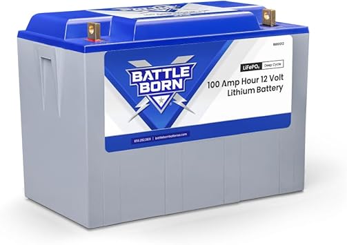 100Ah 12V Lithium-Ion (LiFePO4) RV, Marine, Solar, & Off Grid Battery - Internal BMS, High & Low Temperature Protection - Battle Born Batteries