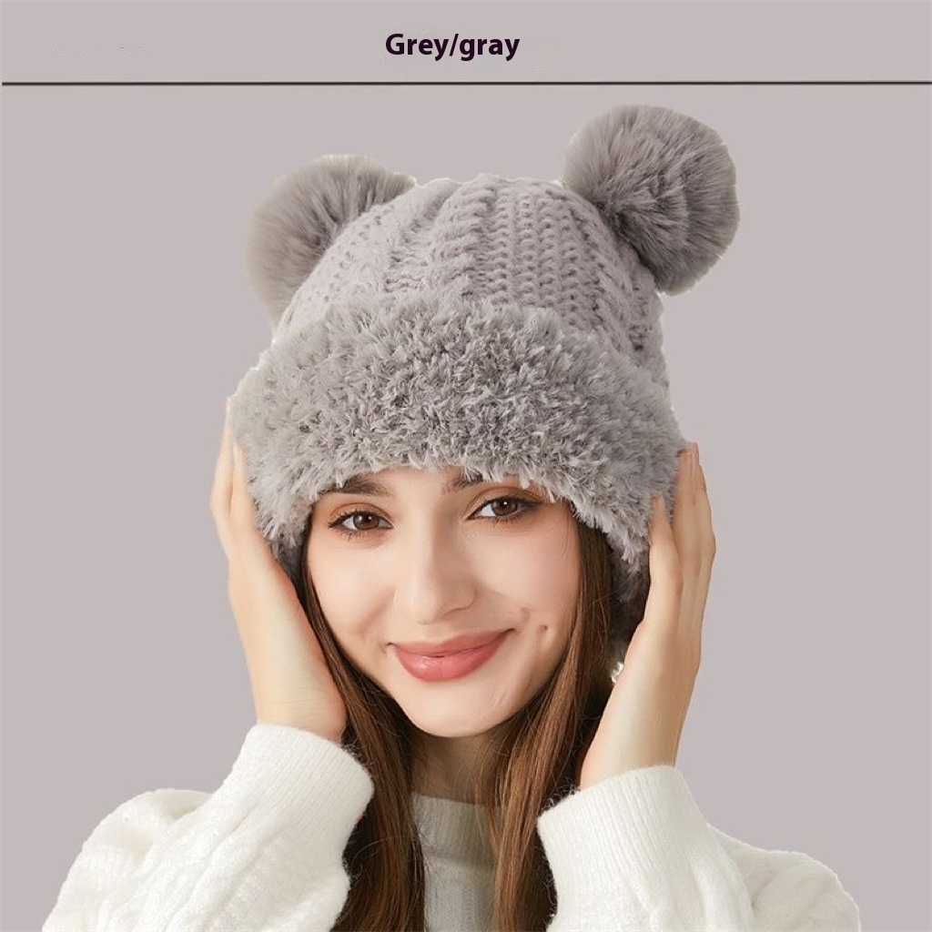 Winter Cute Fur Ball Knitted Hat Children Outdoor - Image 4