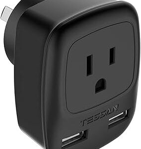 Australia Power Plug Adapter, TESSAN New Zealand China Power Adapter with 2 USB Ports, Type I Travel Adaptor for US to Australian New Zealand Fiji China Argentina Australia Power Plug Adapter, TESSAN New Zealand China Power Adapter with 2 USB Ports, Type I Travel Adaptor for US to Australian New Zealand Fiji China Argentina
