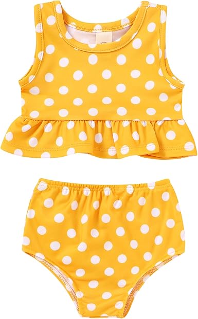 YOUNGER TREE Toddler Baby Girls Summer Swimsuit Sleeveless Striped Swimwear Two-Piece Suit Beach Bikini