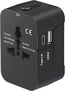 Travel Adapter with USB C, Universal All in One Worldwide Travel Adapter Power Converters Wall Charger AC Power Plug Adapter USB Type C Charging Ports for USA EU UK AUS Black Travel Adapter with USB C, Universal All in One Worldwide Travel Adapter Power Converters Wall Charger AC Power Plug Adapter USB Type C Charging Ports for USA EU UK AUS Black