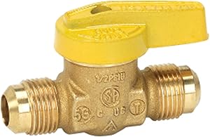 Homewerks Worldwide VGV1LHT2B Premium Gas Ball Valve Flare Inlet/Outlet, Brass, 3/8-Inch, 3/8 Inch