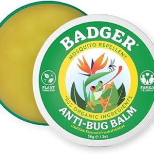 Badger Bug Repellent Tin, Organic Deet-Free Mosquito Repellent with Citronella, Family Friendly Pleasant Smelling Insect Repellent, Easy to Use, 2 oz Tin