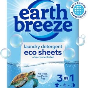 Earth Breeze Laundry Detergent Sheets Fragrance-Free – 60 Loads Eco Liquidless Soap – Travel-Friendly for Hot & Cold Cycles, Tackles Tough Stains & Odors – Gentle on Sensitive Skin, 30 Ct Earth Breeze Laundry Detergent Sheets Fragrance-Free – 60 Loads Eco Liquidless Soap – Travel-Friendly for Hot & Cold Cycles, Tackles Tough Stains & Odors – Gentle on Sensitive Skin, 30 Ct