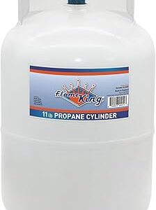 Flame King 10LB Steel Propane Tank Cylinder with Type 1 Overflow Protection Device Valve, Great for Camping, Fire Pits, Heaters, Grills, Overlanding, White