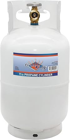 Flame King 10LB Steel Propane Tank Cylinder with Type 1 Overflow Protection Device Valve, Great for Camping, Fire Pits, Heaters, Grills, Overlanding, White