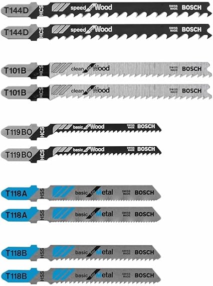 Bosch T5002 10 pc. T-Shank Jig Saw Blade Set for Wood and Metal