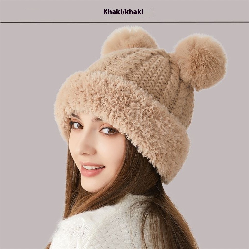 Winter Cute Fur Ball Knitted Hat Children Outdoor - Image 9