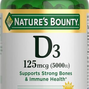 Nature’s Bounty Vitamin D3 5000 IU Softgels, Rapid Release, Immune Support, Vitamin D Supplements, 240 Ct Nature’s Bounty Vitamin D3 5000 IU Softgels, Rapid Release, Immune Support, Vitamin D Supplements, 240 Ct
