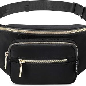 ZORFIN Fanny Packs for Women Men, Fashion Waist Packs, Lightweight Crossbody Bags Belt Bag for Women with Adjustable Strap for Shopping/Casual/Running (Black)
