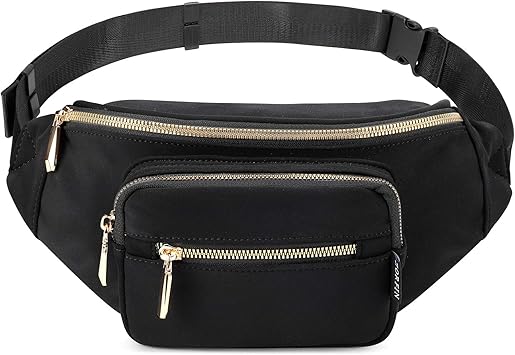 ZORFIN Fanny Packs for Women Men, Fashion Waist Packs, Lightweight Crossbody Bags Belt Bag for Women with Adjustable Strap for Shopping/Casual/Running (Black)