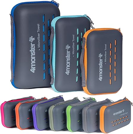 4Monster Camping Towel Super Absorbent, Quick Dry Microfiber Travel Towel, Light Weight Ultra Soft Compact Gym Towel for Hiking Swimming Beach Yoga Travel Sports Backpack