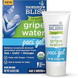 Mommy’s Bliss Organic Gripe Water Pacifier Gel for Newborns, Relieves Occasional Stomach Discomfort from Gas, Colic & Fussiness*, Age 2 Weeks +, 0.53 Oz (45 Servings) Mommy’s Bliss Organic Gripe Water Pacifier Gel for Newborns, Relieves Occasional Stomach Discomfort from Gas, Colic & Fussiness*, Age 2 Weeks +, 0.53 Oz (45 Servings)
