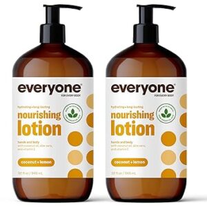 Everyone Nourishing Hand and Body Lotion, 32 Ounce (Pack of 2), Coconut and Lemon, Plant-Based Lotion with Pure Essential Oils, Coconut Oil, Aloe Vera and Vitamin E Everyone Nourishing Hand and Body Lotion, 32 Ounce (Pack of 2), Coconut and Lemon, Plant-Based Lotion with Pure Essential Oils, Coconut Oil, Aloe Vera and Vitamin E