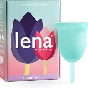 Lena Menstrual Cups, Reusable Period Cup, Tampons, Period Underwear and Menstrual Pads Alternative, Feminine Care, FSA Eligible, Silicone Menstrual Cup, Made in USA, Small, Turquoise