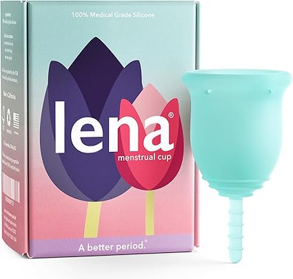 Lena Menstrual Cups, Reusable Period Cup, Tampons, Period Underwear and Menstrual Pads Alternative, Feminine Care, FSA Eligible, Silicone Menstrual Cup, Made in USA, Small, Turquoise