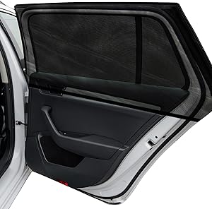 Car Window Shades, 2 Pack Breathable Mesh Side Sun Stretch Screens for Baby/Camping Heat Block UV Protection, Back Covers Car, Truck, SUV, Van-(Large 49″x22″)