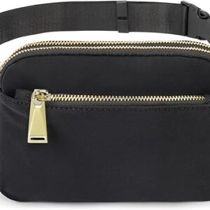 ZORFIN Fanny Packs for Women Men: Crossbody Belt Bag with Adjustable Strap – Fashion Waist Packs for Workout Running Traveling Hiking Black