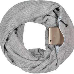Warmin-Up Infinity Scarf for Women – Travel Scarf with Hidden Pocket – Women Infinity Scarves for All Seasons