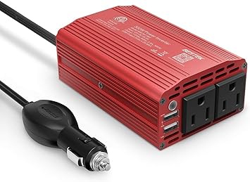 BESTEK 300W Power Inverter DC 12V to 110V AC, Durable Aluminum Housing Car Charger Adapter with 4.8A Dual USB Fast Charging Port, 3ft Car Plug in Cigarette Lighter Outlet for Phone, Laptop