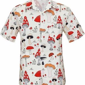 PAODIKUAI Men’s Printed Shirt Button Down Short Sleeve Cute Mushroom Hawaiian Shirt PAODIKUAI Men’s Printed Shirt Button Down Short Sleeve Cute Mushroom Hawaiian Shirt