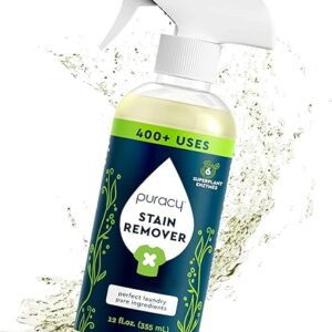 Puracy Stain Remover Spray, Natural Travel and Laundry Stain Cleaner for Clothes, Baby & Kids Stains, Oil & Fabric Spot Cleaner (Unscented, 12 oz)