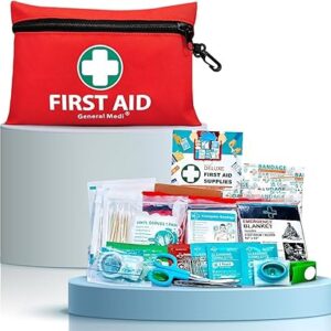 General Medi Mini First Aid Kit, 110 Piece Small First Aid Kit – Includes Emergency Foil Blanket, Scissors for Travel, Home, Office, Vehicle, Camping, Workplace & Outdoor (Red) General Medi Mini First Aid Kit, 110 Piece Small First Aid Kit – Includes Emergency Foil Blanket, Scissors for Travel, Home, Office, Vehicle, Camping, Workplace & Outdoor (Red)
