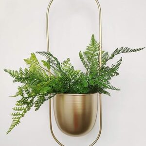 Boho Gold Metal Plant Hanger,Metal Wall and Ceiling Hanging Planter, Modern Planter, Mid Century Flower Pot Plant Holder, Minimalist Planter for Indoor Outdoor Home Decor