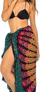 Back From Bali Womens Sarong Beach Swimsuit Bikini Cover up Wrap Peacock & Clip