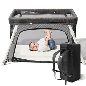Guava Lotus Travel Crib with Lightweight Backpack Design | Certified Baby Safe Portable Crib | Folding Play Yard with Comfy Mattress for Babies & Toddlers | Compact Baby Travel Bed Guava Lotus Travel Crib with Lightweight Backpack Design | Certified Baby Safe Portable Crib | Folding Play Yard with Comfy Mattress for Babies & Toddlers | Compact Baby Travel Bed