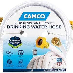 Camco TastePURE 25-Ft Water Hose – RV Drinking Water Hose Contains No Lead, No BPA & No Phthalate – Features Diamond-Hatch Reinforced PVC Design – 5/8? Inside Diameter, Made in the USA (22783) Camco TastePURE 25-Ft Water Hose – RV Drinking Water Hose Contains No Lead, No BPA & No Phthalate – Features Diamond-Hatch Reinforced PVC Design – 5/8? Inside Diameter, Made in the USA (22783)