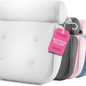 Comfort Bath Neck & Back Support Pillow, Strong Suction Cups & Hook, Soft Mesh, Luxury Bath & Hot Tub, Great Gift