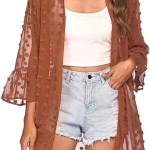 ELESOL Women’s Swimsuit Coverup Sheer Kimono Cardigan Summer Lightweight 3/4 Sleeve Bathing Suit Cover Ups S-3XL ELESOL Women’s Swimsuit Coverup Sheer Kimono Cardigan Summer Lightweight 3/4 Sleeve Bathing Suit Cover Ups S-3XL