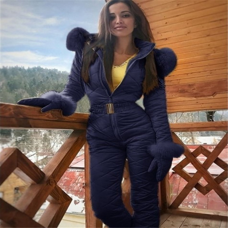 Winter Outdoor Fashion Ski Suit Coat Hoodie Outdoor Sports Jumpsuit Zipper Female Ski Suit - Image 5