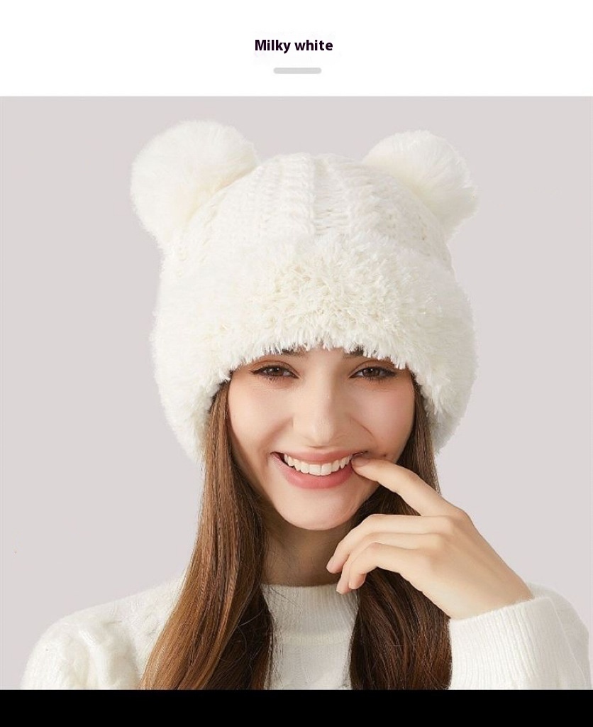 Winter Cute Fur Ball Knitted Hat Children Outdoor - Image 7