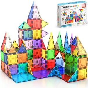 PicassoTiles 100 Piece Set 100pcs Magnet Building Tiles Clear Magnetic 3D Blocks Construction Playboards, Creativity Beyond Imagination, Inspirational, Recreational, Educational Conventional PicassoTiles 100 Piece Set 100pcs Magnet Building Tiles Clear Magnetic 3D Blocks Construction Playboards, Creativity Beyond Imagination, Inspirational, Recreational, Educational Conventional