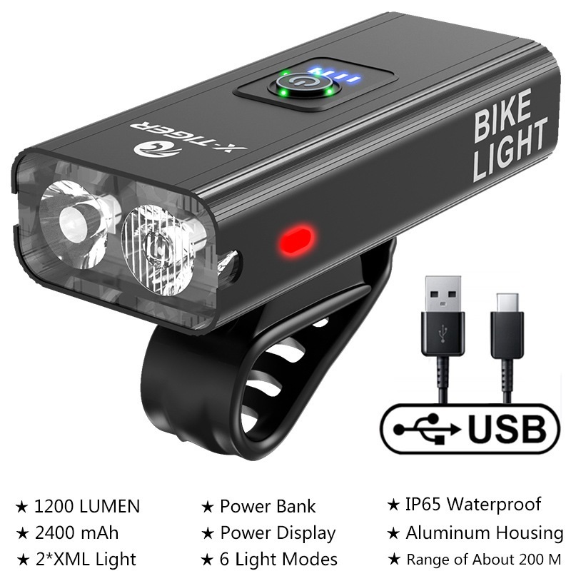 USB rechargeable outdoor waterproof light power display mountain night riding light - Image 8