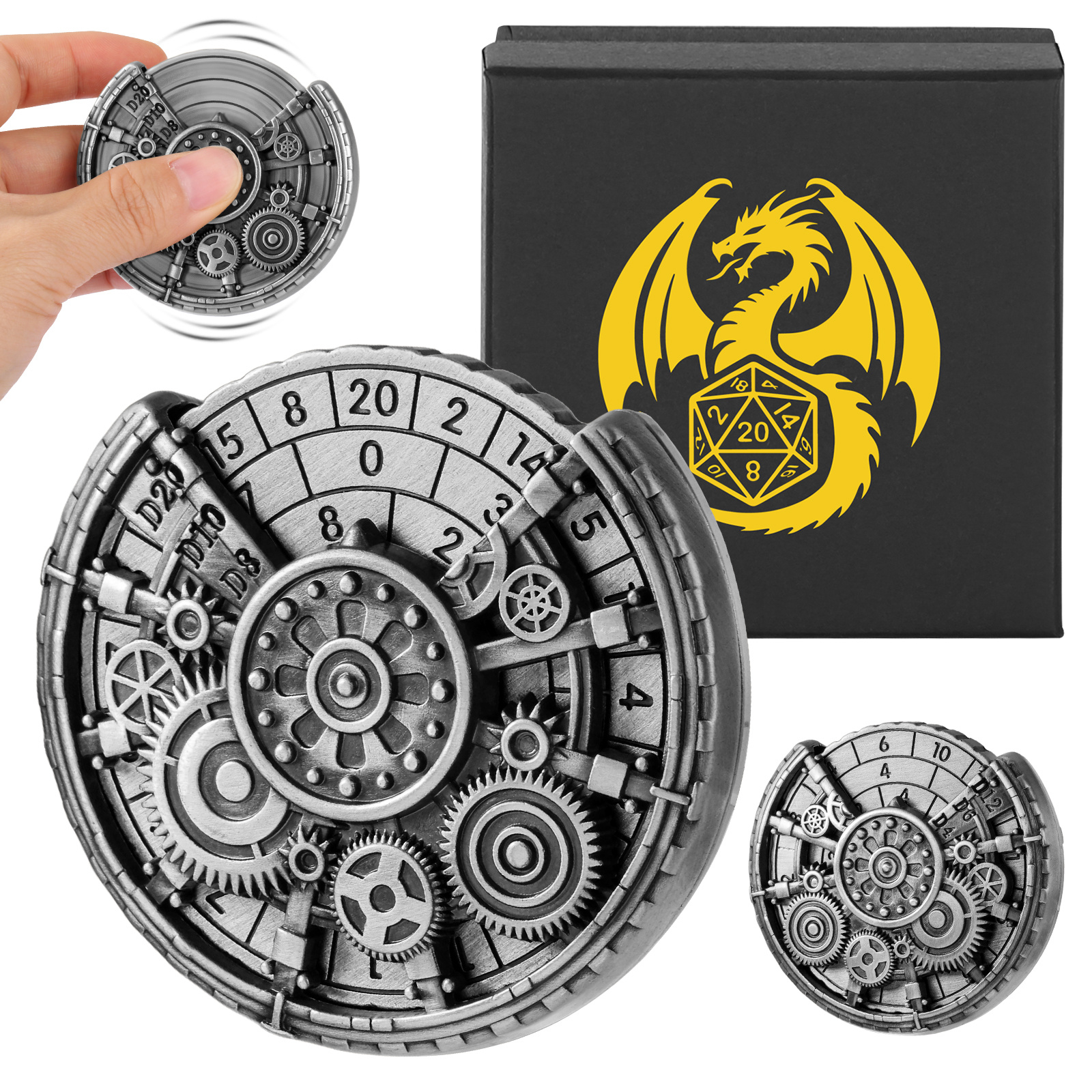 Private Model Time Gear Fingertip Gyroscope Retro Wheel DND Dice Gift Box Set, Role Playing Game Dice On The Table - Image 2