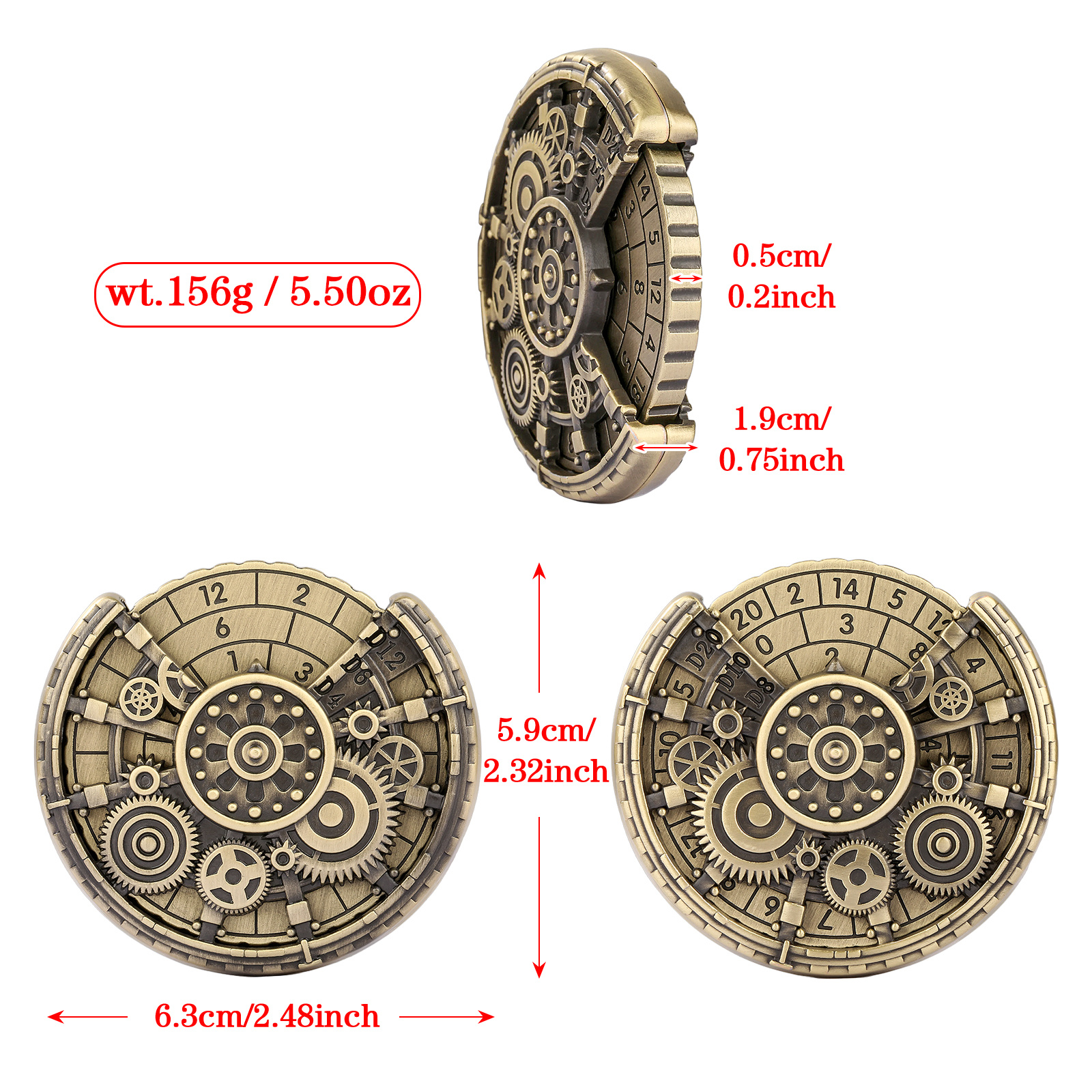 Private Model Time Gear Fingertip Gyroscope Retro Wheel DND Dice Gift Box Set, Role Playing Game Dice On The Table - Image 3