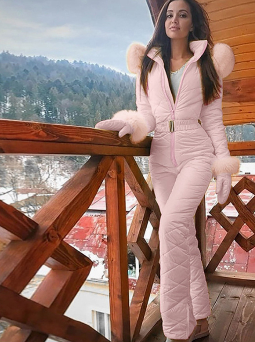 Winter Outdoor Fashion Ski Suit Coat Hoodie Outdoor Sports Jumpsuit Zipper Female Ski Suit - Image 7