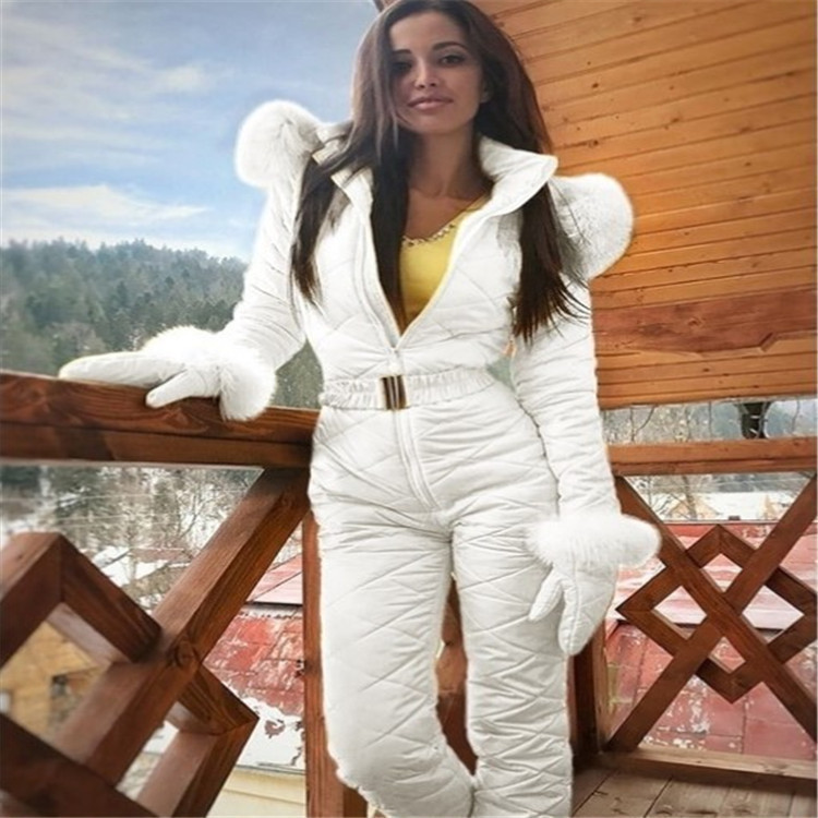 Winter Outdoor Fashion Ski Suit Coat Hoodie Outdoor Sports Jumpsuit Zipper Female Ski Suit - Image 6